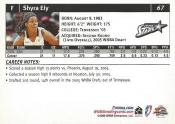 2006 Rittenhouse WNBA #67 Shyra Ely Back