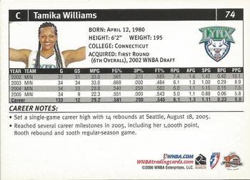 2006 Rittenhouse WNBA #74 Tamika Williams Back