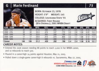 2006 Rittenhouse WNBA #75 Marie Ferdinand-Harris Back