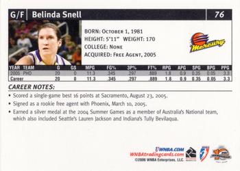 2006 Rittenhouse WNBA #76 Belinda Snell Back