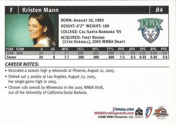 2006 Rittenhouse WNBA #84 Kristen Mann Back