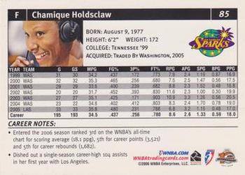 2006 Rittenhouse WNBA #85 Chamique Holdsclaw Back