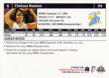 2006 Rittenhouse WNBA #94 Chelsea Newton Back