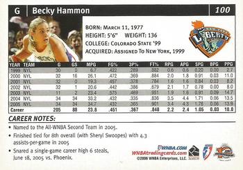 2006 Rittenhouse WNBA #100 Becky Hammon Back