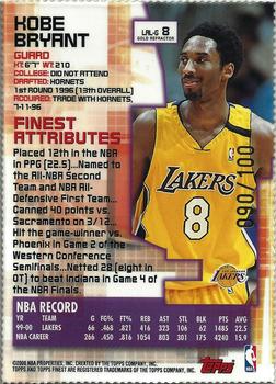 2000-01 Finest - Gold Refractors #8 Kobe Bryant Back