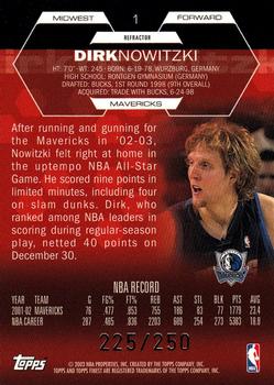 2002-03 Finest - Refractors #1 Dirk Nowitzki Back