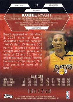 2002-03 Finest - Refractors #47 Kobe Bryant Back