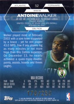 2002-03 Finest - Refractors #52 Antoine Walker Back