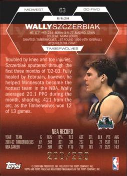2002-03 Finest - Refractors #63 Wally Szczerbiak Back