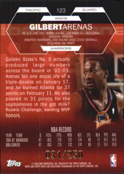 2002-03 Finest - Refractors #123 Gilbert Arenas Back