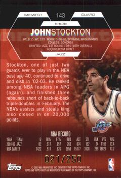 2002-03 Finest - Refractors #143 John Stockton Back