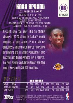 2003-04 Finest - Refractors #88 Kobe Bryant Back