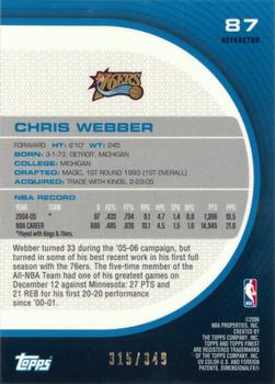 2005-06 Finest - Refractors #87 Chris Webber Back