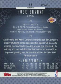 2006-07 Finest - Refractors #25 Kobe Bryant Back