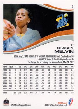 2007 Rittenhouse WNBA #4 Chasity Melvin Back