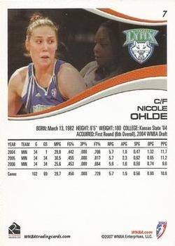 2007 Rittenhouse WNBA #7 Nicole Ohlde Back