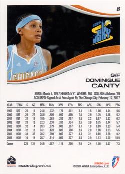 2007 Rittenhouse WNBA #8 Dominique Canty Back