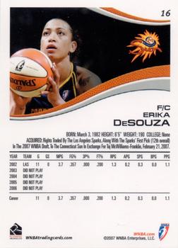 2007 Rittenhouse WNBA #16 Erika DeSouza Back