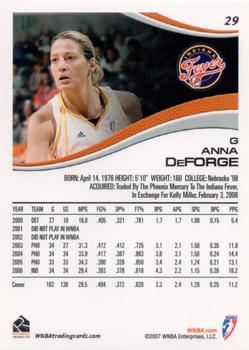 2007 Rittenhouse WNBA #29 Anna DeForge Back