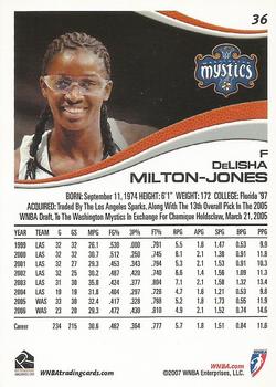 2007 Rittenhouse WNBA #36 DeLisha Milton-Jones Back