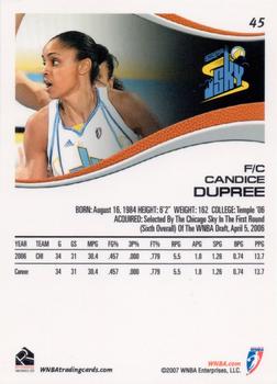 2007 Rittenhouse WNBA #45 Candice Dupree Back