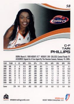2007 Rittenhouse WNBA #58 Tari Phillips Back
