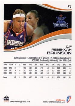 2007 Rittenhouse WNBA #71 Rebekkah Brunson Back