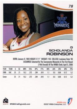 2007 Rittenhouse WNBA #78 Scholanda Robinson Back