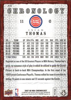 2007-08 Upper Deck Chronology #42 Isiah Thomas Back