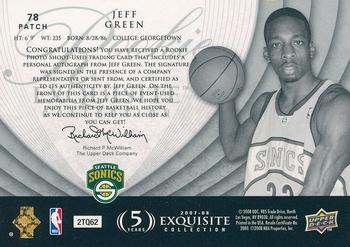2007-08 Upper Deck Exquisite Collection #78 Jeff Green Back