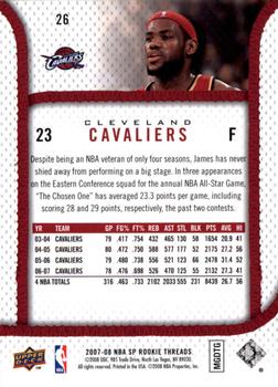 2007-08 SP Rookie Threads #26 LeBron James Back
