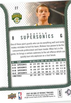 2007-08 SP Rookie Threads #27 Luke Ridnour Back