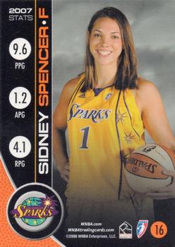 2008 Rittenhouse WNBA #16 Sidney Spencer Back