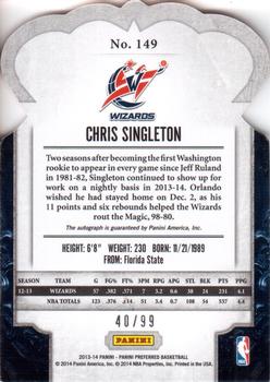 2013-14 Panini Preferred #149 Chris Singleton Back