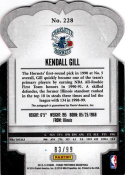 2013-14 Panini Preferred #228 Kendall Gill Back