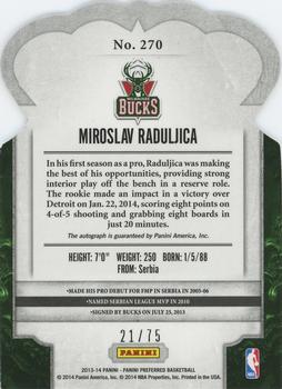 2013-14 Panini Preferred #270 Miroslav Raduljica Back