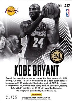 2013-14 Panini Preferred #412 Kobe Bryant Back