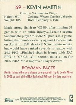 2009-10 Bowman 48 #69 Kevin Martin Back