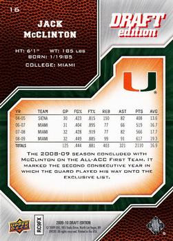 2009-10 Upper Deck Draft Edition #16 Jack McClinton Back