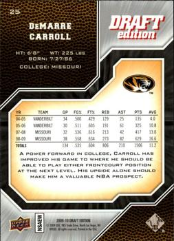 2009-10 Upper Deck Draft Edition #25 DeMarre Carroll Back