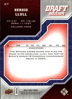 2009-10 Upper Deck Draft Edition #27 Sergio Llull Back