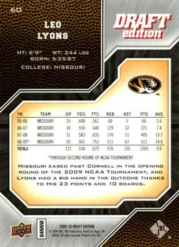 2009-10 Upper Deck Draft Edition #60 Leo Lyons Back
