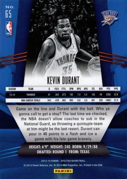 2013-14 Panini Spectra #65 Kevin Durant Back
