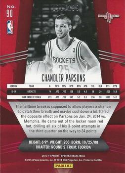 2013-14 Panini Spectra #90 Chandler Parsons Back