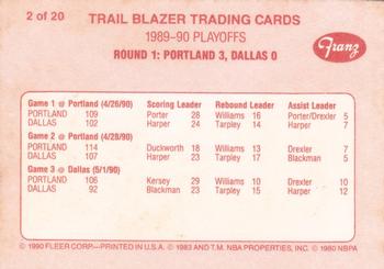 1990-91 Fleer Franz Portland Trail Blazers #2 1989-90 Playoffs Back