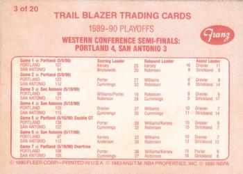 1990-91 Fleer Franz Portland Trail Blazers #3 1989-90 Playoffs Back