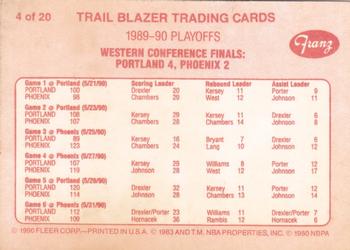 1990-91 Fleer Franz Portland Trail Blazers #4 1989-90 Playoffs Back