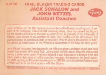 1990-91 Fleer Franz Portland Trail Blazers #8 Jack Schalow / John Wetzel Back