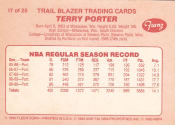 1990-91 Fleer Franz Portland Trail Blazers #17 Terry Porter Back