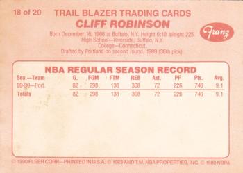 1990-91 Fleer Franz Portland Trail Blazers #18 Cliff Robinson Back